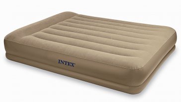 Кровать надувная двуспальная Intex 152х203х38 см Queen Pillow Rest 67748 с подголовником и электронасосом