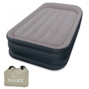 Кровать надувная односпальная 99х191х48 см Twin Deluxe, Intex 67732 с электронасосом и подголовником